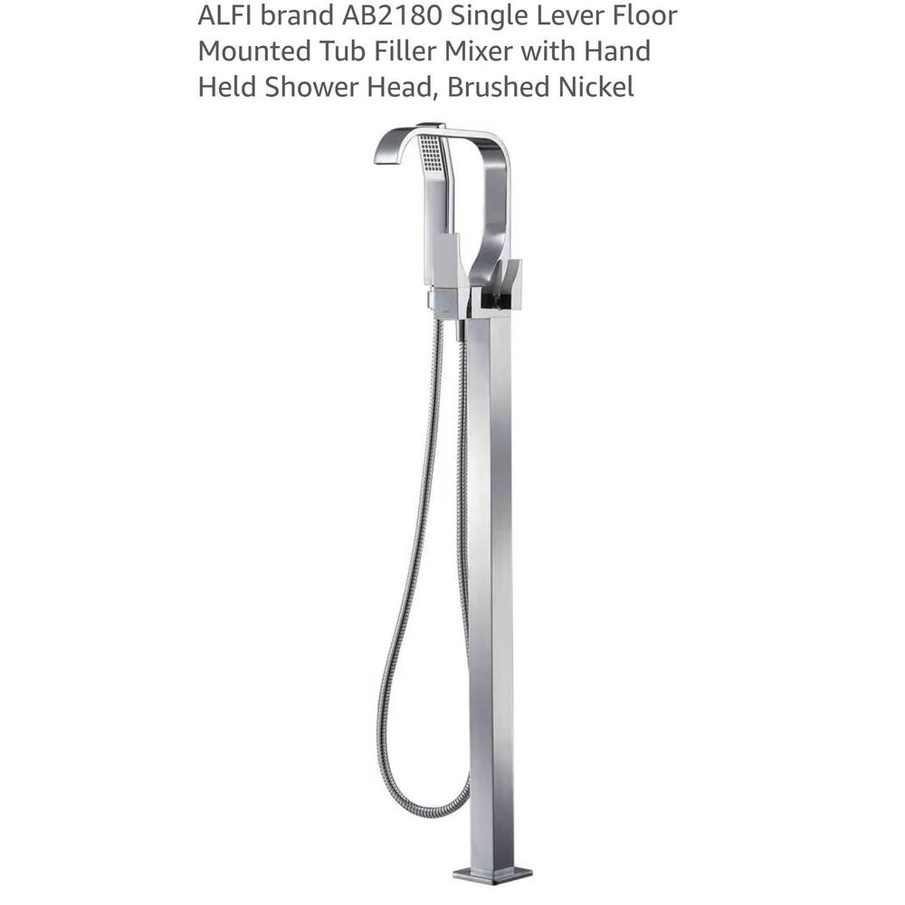 ALFI brand AB2180 Single Lever Floor Mounted Tub Filler Mixer Brushed Nickel
